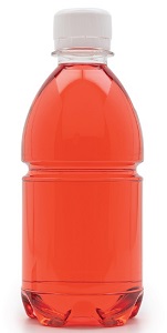 Strawberry red colored soft drink