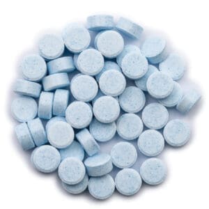 Blue pressed tablets