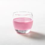 Pink yoghurt drink in a glass